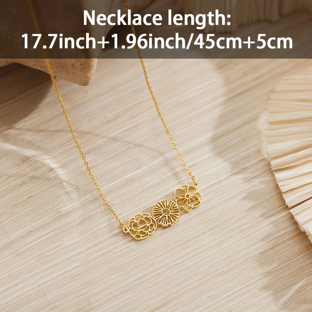 Women's 18K Golden Plated Customizable Flower Pendant Necklace
